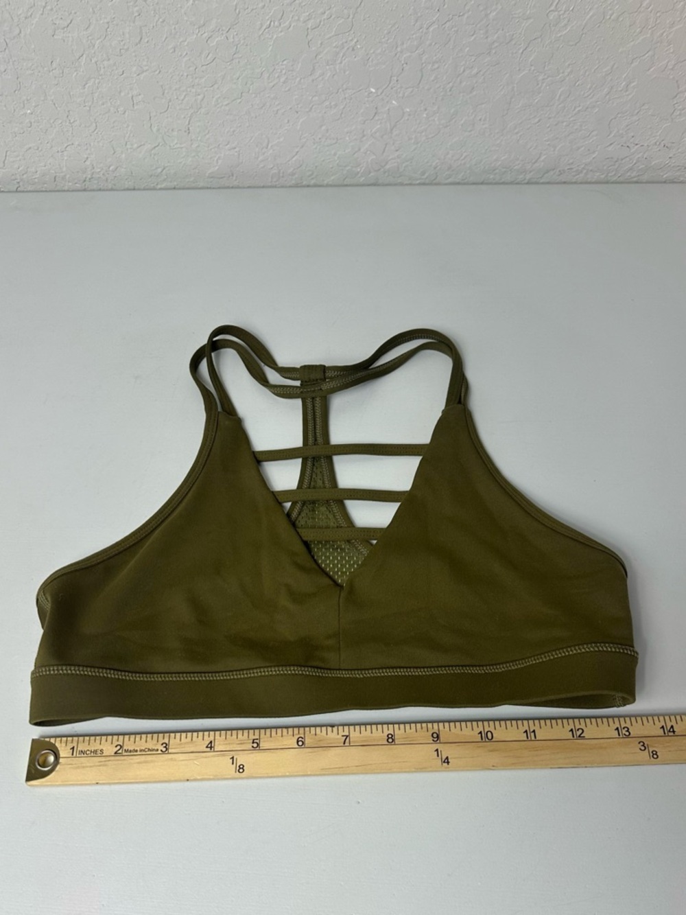 Zyia Active Women’s V-Neck Grid Unpadded Athletic Sports Bra Olive Size Large - Picture 7 of 9